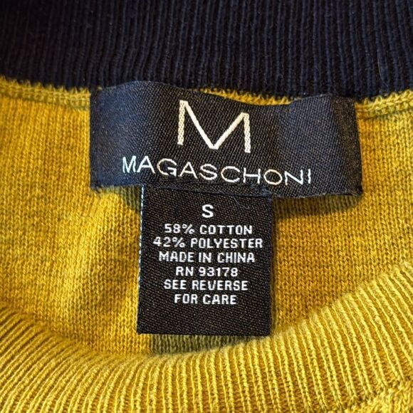 Magaschoni Men's Colorblock Crewneck‎ Sweater Mustard Black Cotton Blend SMALL - Picture 6 of 6